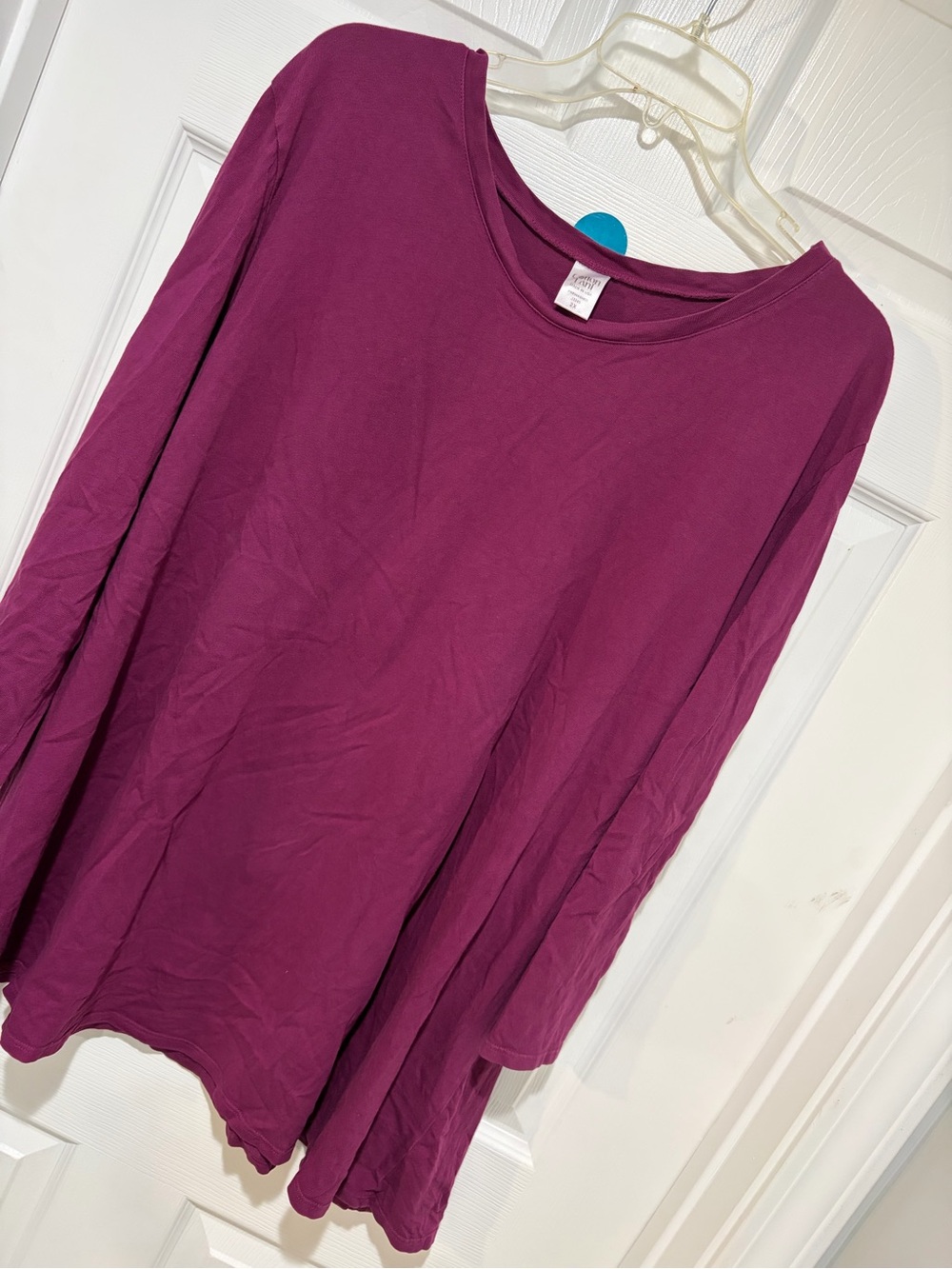COTTON LANI 100% Cotton Women's Long Sleeve Scoop Neck Tunic - Plum